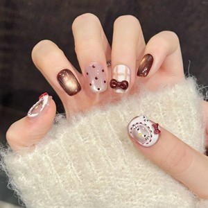 <span class=keywords><strong>Uñas</strong></span> postizas <span class=keywords><strong>de</strong></span> lujo <span class=keywords><strong>de</strong></span> acrílico hechas a mano con diseño <span class=keywords><strong>de</strong></span> estrella y tulipán, ultrafinas, sin rastro, <span class=keywords><strong>de</strong></span> media cubierta, cortas, con diseño <span class=keywords><strong>de</strong></span> dibujos animados. - Product Image 4