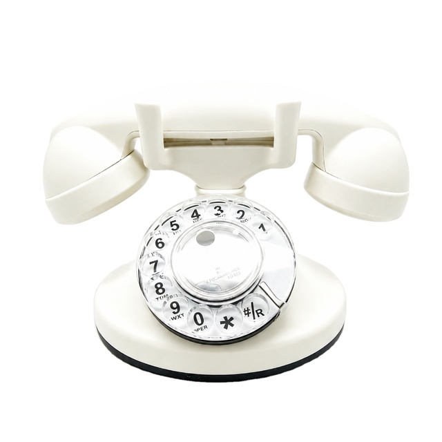 Vintage Rotary Dial Corded Landline Telephone, ABS Plastic Retro Desk Phone for Home & Office Decoration