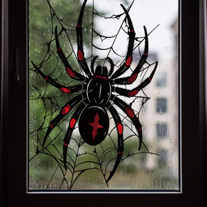 Adhesivo Decorativo para Ventana de Halloween con Diseño de Araña Viuda Negra, Gran Tamaño, Tejido de Araña Negro Espeluznante, Adhesivo Removible de PVC para Decoración de Fiestas de Halloween - Product Image 3