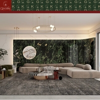 Dalles de marbre vert Alpi GOLDKING pour murs décoratifs, polies, grand format, prêtes à l'emploi pour projets hôteliers et villas de luxe