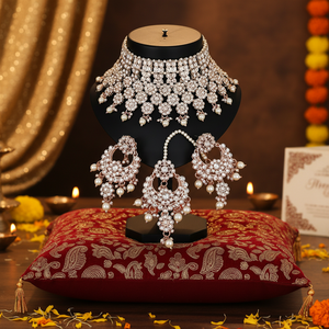 Indian Traditional Ethnic Copper <b>Gold</b> Plated Zircon Bridal Engagement Party Wedding Anniversary Gift High Quality Jewelry <b>Set</b> - Product Image 3