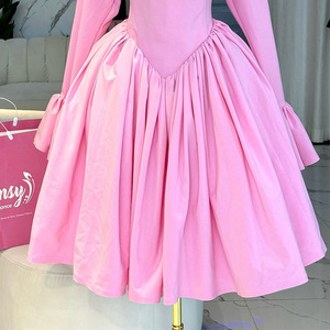 Abiti Eleganti da Donna con Collo Tondo, Maniche Lunghe, Cinturino Posteriore e Vita Alta a Linea A - Product Image 4