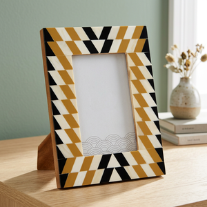Cadre photo en os incrusté fait main, de qualité durable, BS INTERNATIONAL NA195, orientation verticale carrée, fabriqué en Inde, à fixer au mur - Product Image 1