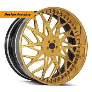 Diseños 3D para Ruedas de 2 Piezas con Borde Profundo, Llantas Cromadas con Radios Dorados, 2/3 Piezas, 22, 24, 26 Pulgadas para Corvette, Camaro, <span class=keywords><strong>Challenger</strong></span> - Product Image 4