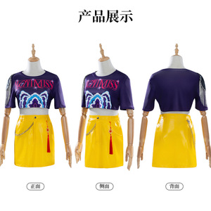 Redman <b>Anime</b> K-Pop Demon Hunters <b>Cosplay</b> Costume Set, Women's Short Sleeve Top and Yellow Skirt for Halloween - Product Image 1