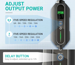 Chargeur EV portable intelligent réglable 10A-32A avec boîtier de contrôle LCD <span class=keywords><strong>et</strong></span> prise CEE 7kW GB/T pour BYD Tesla NIO - Product Image 3