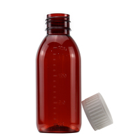 Bouteille en plastique avec bouchons résistants aux enfants, 150ml, 5oz, ambre, médicament liquide, produit de pharmacie