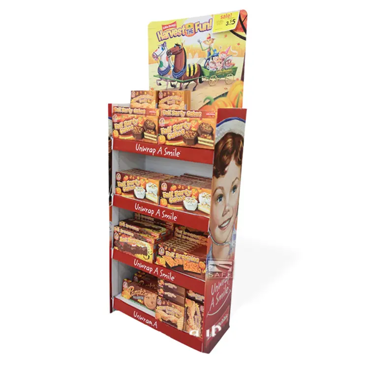 Sicuro Stampa di Cartone Materiale Del Prodotto Display Stand Per Il Cioccolato Bar/Negozio di Alimentari Display Rack Per Gli Alimenti