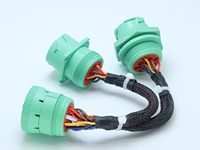 Câble répartiteur Y ELD J1939 Premium 9 broches Type 2 Vert J1939 Mâle vers 2 Femelles 30 cm (1 pied) Extension pour diagnostic de traceur GPS de camion