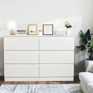 <span class=keywords><strong>Commode</strong></span> <span class=keywords><strong>moderne</strong></span> en bois à 6 tiroirs avec poignées dissimulées, meuble de rangement spacieux pour <span class=keywords><strong>chambre</strong></span>, salon et entrée - Product Image 3