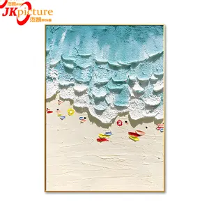 Hot Sale Thick Gold 3d Summer Beach Landscape Pictures Artwork Hand Made Canvas Wall Art Oil Painting Abstract