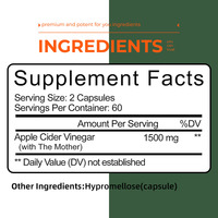 Capsules amincissantes au vinaigre de cidre de pomme OEM Contrôle de l'appétit Soutien du métabolisme Détoxification Nettoyage pour adultes Hommes Femmes
