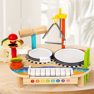 Ensemble d'instruments de musique en bois en gros, instruments de percussion Orff, jouets en bois avec clavier, piano, tambour, triangle - Product Image 2