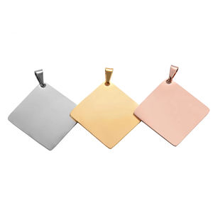 Fabricación de accesorios de joyería Collar personalizado oro en blanco Acero inoxidable cuadrado encanto ID colgante etiquetas de <span class=keywords><strong>perro</strong></span> para logotipo grabado - Product Image 4