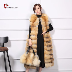 Gran oferta, chaleco de piel auténtica personalizado, chaleco largo de piel de zorro auténtica, nueva chaqueta de moda para mujer - Product Image 1