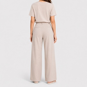 <span class=keywords><strong>Pantalones</strong></span> de Traje Elegantes de Pierna Ancha Color Taupe para Mujer, <span class=keywords><strong>Pantalones</strong></span> de Oficina de Cintura Alta, <span class=keywords><strong>Pantalones</strong></span> Drapeados Chic, Pantalon Tailleur Femme - Product Image 4