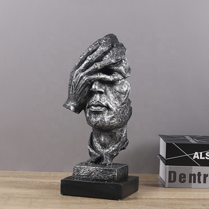 Estatua de Resina Abstracta de Pensador 'El Silencio es Oro' Grabada a Mano, Dorada y Plateada, Estilo Art <span class=keywords><strong>Deco</strong></span>, Adorno para el <span class=keywords><strong>Hogar</strong></span> y Cumpleaños, para Sala de Estar - Product Image 5