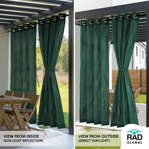 Rideaux d'extérieur haut de gamme hydrofuges couleur beige en polyester teint dans la masse pour patio, balcon et jardin - Product Image 6