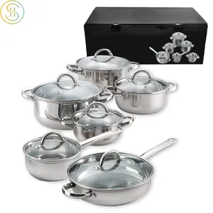 OEM Factory sells 12pcs of Apple shaped Stainless Steel pan and Pans Cookware set for home kitchen cooking