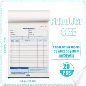 Libro <span class=keywords><strong>de</strong></span> Pedidos Personalizado Ecológico, Recibo, Factura, Papel Autocopiativo, 50 Juegos, Blanco y Amarillo, Libro <span class=keywords><strong>de</strong></span> Albaranes - Product Image 3