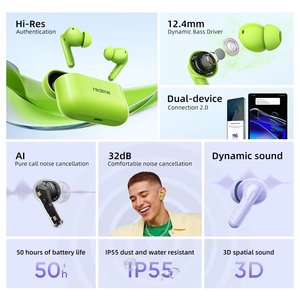 หูฟังไร้สาย Realme Buds T200 ของแท้ ไดรเวอร์ไดนามิก 12.4 มม. ตัดเสียงรบกวน AI สำหรับการโทร ชุดหูฟังสำหรับออกกำลังกาย - Product Image 5