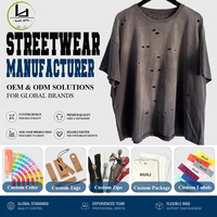 T-shirts en coton épais 100 % coton pour hommes, coupe ample, effet vieilli et délavé, style streetwear, marque Huili, fabricant