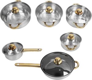 Bán buôn thép không gỉ 11-Piece <span class=keywords><strong>Cookware</strong></span> <span class=keywords><strong>Set</strong></span> nhà Chuyên Nghiệp Đầu bếp-lớp chậu và chảo <span class=keywords><strong>Set</strong></span> - Product Image 5
