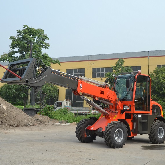 Telescoping Mini Wheel Loader Tele, Pemuat Ujung Depan dengan Lengan Teleskopik Kecil