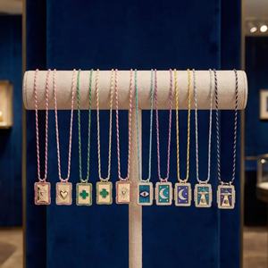 Nouveau Collier Long Femme en Corde avec Pendentif Carré en Cuivre, Style Bohème Vintage, <span class=keywords><strong>Carte</strong></span> de Tarot, Vente Chaude Transfrontalière 2026 - Product Image 3