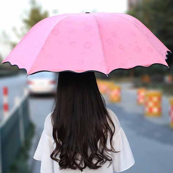 Girl Umbrella Ins Change Flower Pattern Bright Color 3 Folding Rain UV Child for Women Windproof Rain Small Umbrellas