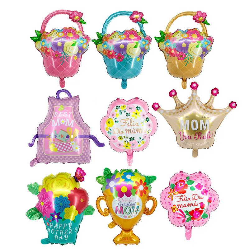 Mother Foil Balloons Mother's Day Apron Trophy Flower Garden Shape I Love You Mama Balloon Gifts Birthday Decoration
