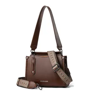 Damen neues Design Mode Dame Luxus schwarze Schulter große Kapazität Handtasche Vintage einfach PU-Leder Eimer Crossbody-Taschen