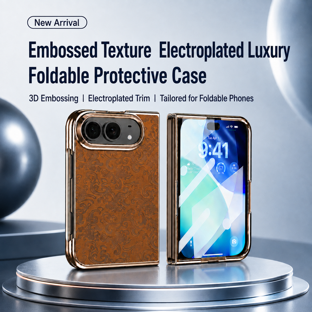 Embossed Texture Electroplated Luxury 3D Armor Design 360 Protection Foldable Protective Case for New iPhone Ultra