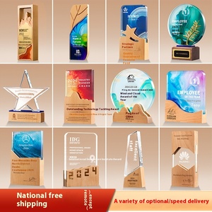 Cercle imprimé en couleur personnalisé en bois Crystal Glass Awards Premium Plaque Trophy Fabriqué dans d'autres métiers de cristal - Product Image 2