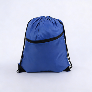 Factory Wholesale Custom Promotional Sports Zipper <b>Backpack</b> Bag Eco Friendly Polyester <b>Drawstring</b> Bags With Pocket - Product Image 4