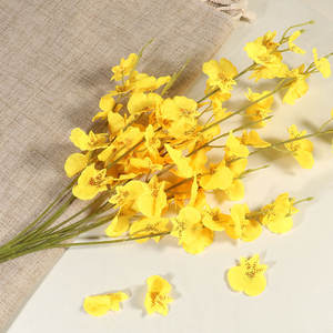 Fleur artificielle à cinq branches, fleur jaune, décoration d'intérieur, bouquet, <span class=keywords><strong>orchidée</strong></span> <span class=keywords><strong>cymbidium</strong></span>, fabricant en gros - Product Image 1