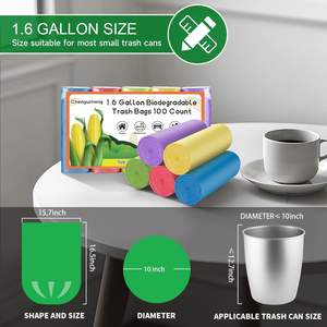 Huamaohengchun Disposable LDPE Small Trash Bags Bathroom Colorful <b>Mini</b> Garbage Bags (Fit 1.3-1.5Gal) Biodegradable 100 Count 6 - Product Image 3