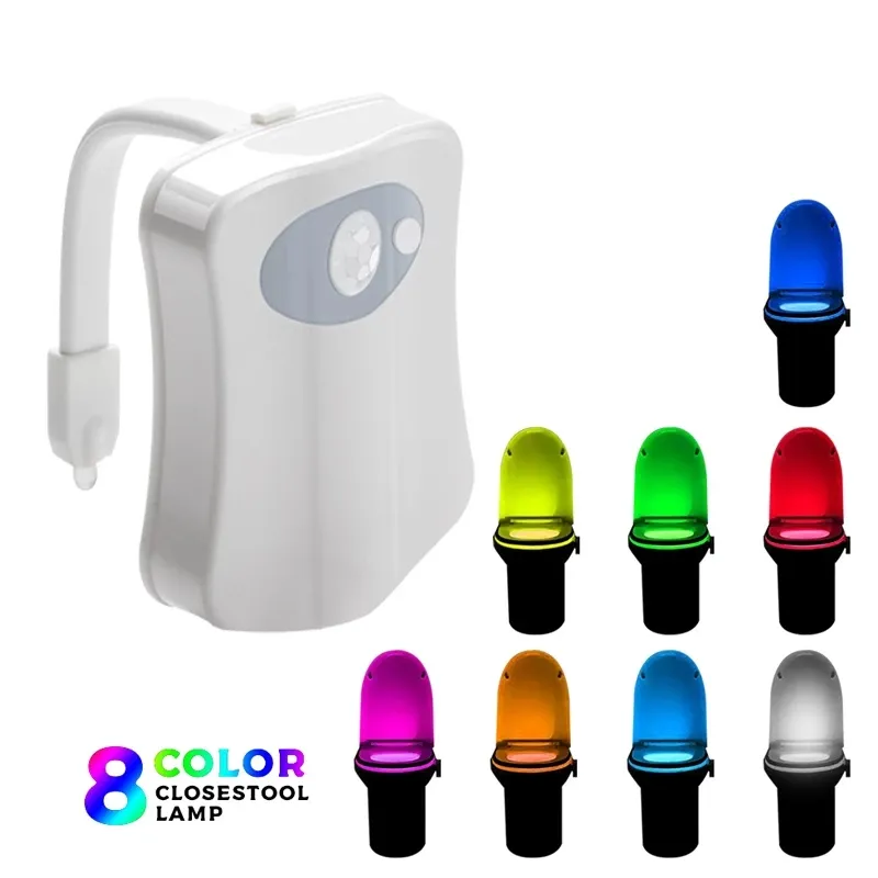 Luz noturna de banheiro led personalizada, sensor de movimento pir 16 cores lâmpada alterável wc luz higiênica tigela luz para casa