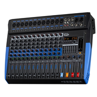 Console de table de mixage DJ 8/12/16 canaux avec effets DSP 256 et fonction d'annulation du bruit de l'alimentation fantôme et table de mixage