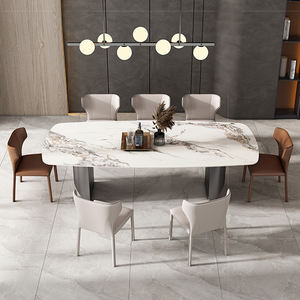 Meuble de salon moderne de <span class=keywords><strong>grande</strong></span> taille, <span class=keywords><strong>table</strong></span> de bureau en ardoise à six rectangles, avec deux pieds en métal noir - Product Image 1