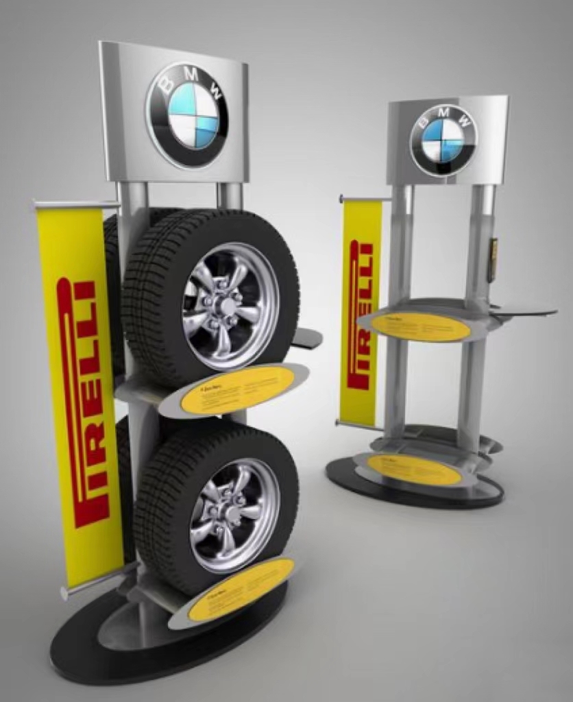 Apache Customized 4-Tier Heavy Duty Metal Powder Coated Floor Standing Display Rack Modern Design Easy Assembly Auto Parts OEM — view 4