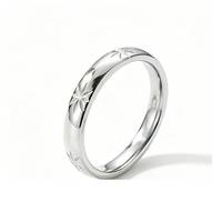Bague en acier inoxydable gravée motif feuille, polie, minimaliste, en stock, vente en gros, bijoux de mode unisexe