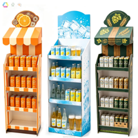 Présentoir de sol en carton ondulé personnalisé, nouveau design promotionnel, pour boissons et bouteilles de vin, pour la vente au détail