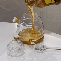 Pot en verre borosilicate moderne et élégant pour la cuisine, de qualité alimentaire, avec couvercle en plastique, pour miel, confiture, café, design hermétique
