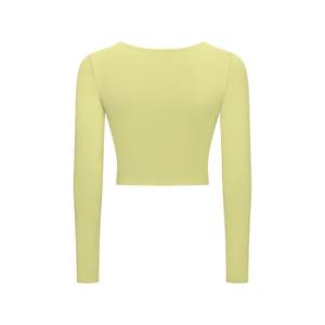 <span class=keywords><strong>Camiseta</strong></span> deportiva de manga larga S2032 para mujer europea americana, <span class=keywords><strong>Camiseta</strong></span> ajustada de moda para correr al aire libre, Top de Yoga, nuevo estilo, acolchado transpirable - Product Image 2