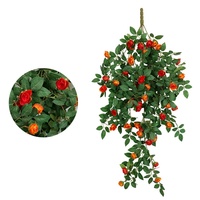Guirlande de roses artificielles en soie rouge-orange vibrantes, fausses fleurs pour couvrir les tuyaux de climatisation, décorer les balcons, les mariages et les murs