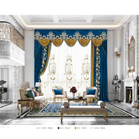 Villa de luxe haut de gamme velours de style européen américain brodé rideau de broderie de salon occultant en gros.