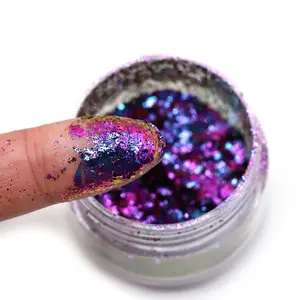 Pó de flocos de camaleão, pó de glitter para unhas, corpo, artesanato