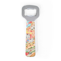 Ouvre-bouteille magnétique haut de gamme personnalisé avec motif graphique anime imprimé en acier inoxydable, ouvre-bière plat durable, outil de bar, vente en gros