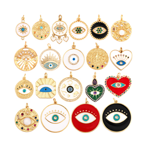 Colgante esmaltado de mal de ojo, Zirconia cúbica chapada en oro real de 18 quilates, CZ pavimentada, collar de joyería, pulsera, accesorios, suministros <span class=keywords><strong>L29</strong></span> - Product Image 1